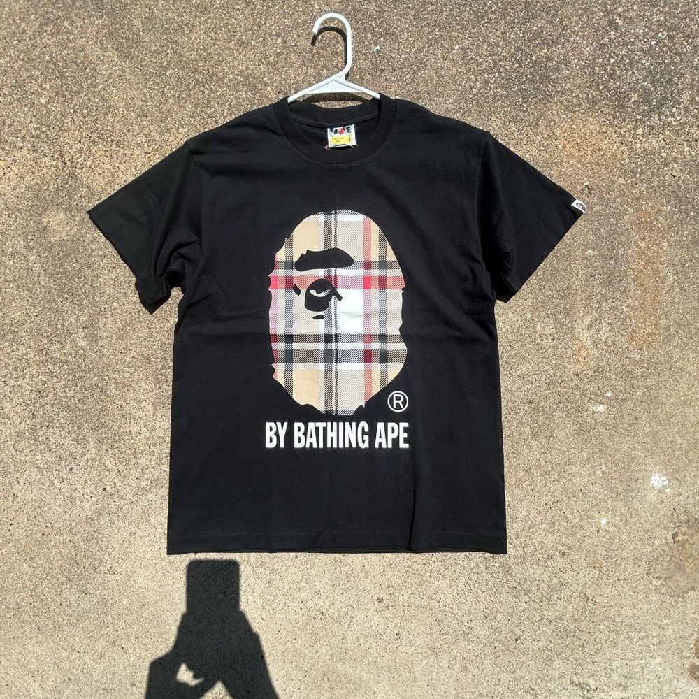 Bape tee checkerboard pattern size small black